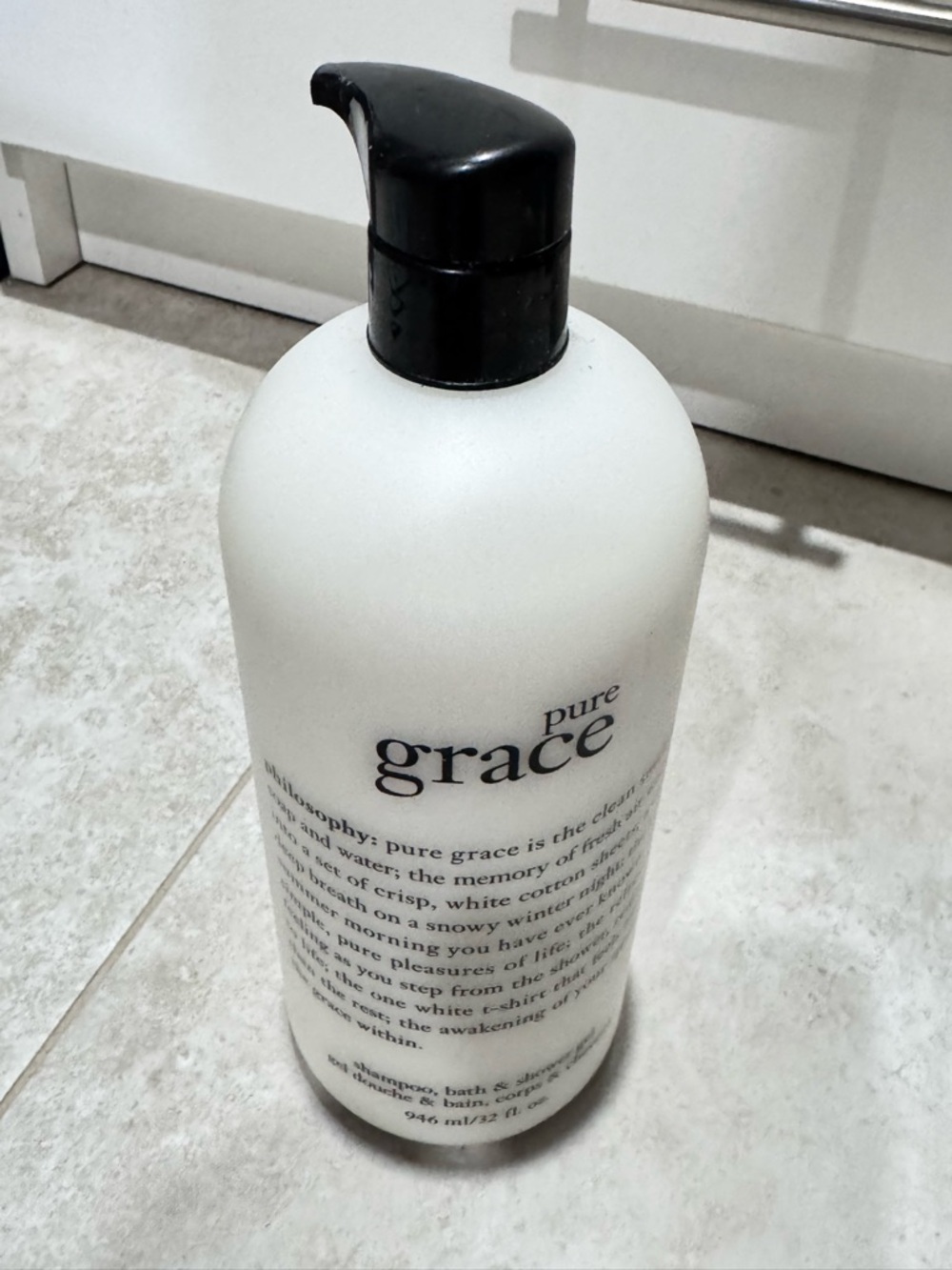 Philosophy Pure Grace White Shampoo Bottle with Black Cap - Picture 2 of 2
